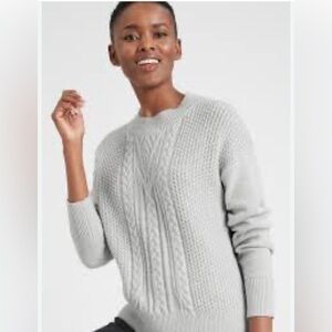 Banana Republic White Chunky Cable Knit Sweater supima cotton size large